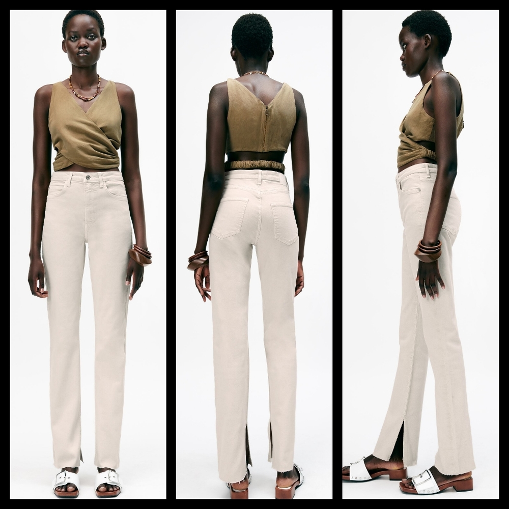 ZARA SPLIT HEM FLARE JEANS